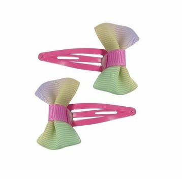 Haarspeld Klikklak 4cm - Strik - Regenboog - Roze - Set van, Nieuw