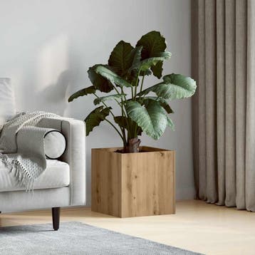 vidaXL Plantenbak 40x40x40 cm bewerkt hout artisanaal, Verzenden, Nieuw, Hout