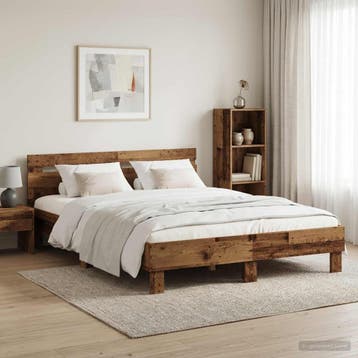 vidaXL Bedframe Oud hout 120 x 190 cm Bewerkt hout, Bruin, Verzenden, Nieuw, Twijfelaar