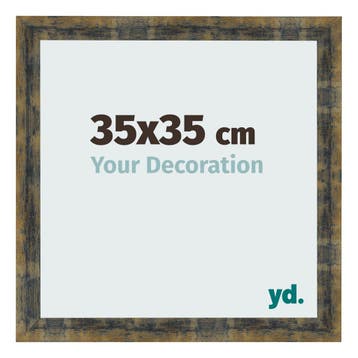 Fotolijst 35x35 cm - Blauw Goud Gemeleerd - MDF - Pisa, Verzenden, Nieuw