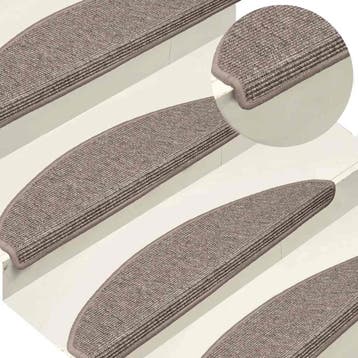 vidaXL Trapmatten 15 st 65x21x4 cm Donkerbeige Halfrond, Verzenden, Nieuw