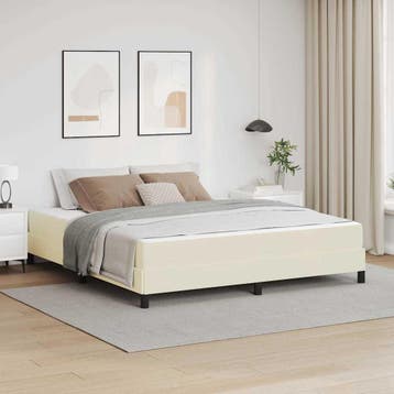 vidaXL Bedframe met matras Crème 180 x 200 cm Stof, Verzenden, Nieuw, Crème, Stof