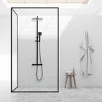 Regendouche Zwart 25cm | Thermostaatkraan | Scherpe Prijs, Ophalen of Verzenden, Nieuw, Met douche