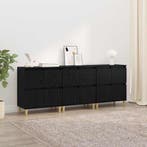 vidaXL Dressoirs 3 pcs Zwart Eiken 60 x 35 x 70 cm Bewerkt, Huis en Inrichting, Kasten | Dressoirs, Verzenden, Nieuw, 50 tot 100 cm