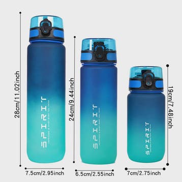 Gradient Waterfles - 1000ml, 750ml, 600ml - Ideaal voor Spor, Verzenden, Nieuw