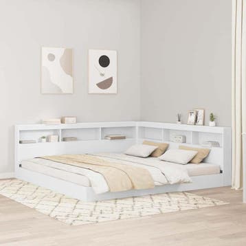 vidaXL Boekenkast Bed met plank Wit 180 x 200 cm Bewerkt, Verzenden, Wit, Hout, Nieuw