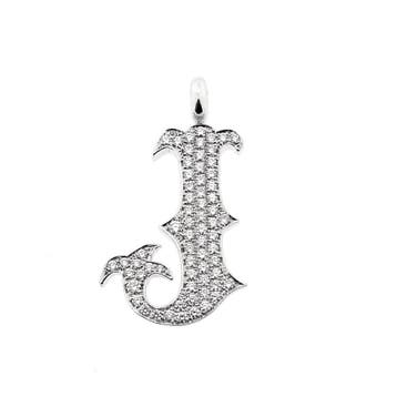 Witgouden hanger letter J met diamanten 0,345 ct., Ophalen of Verzenden, Gebruikt, Goud, Overige merken