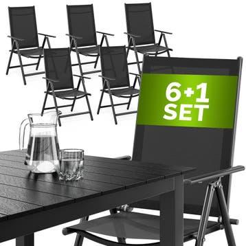 Tuinset Bern 7-delig Antraciet Aluminium met WPC Tafelblad, Tuin en Terras, Tuinsets en Loungesets, Verzenden, Nieuw