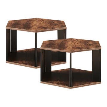 Salontafel Molde set van 2 zwart en walnootkleurig [en.casa], Verzenden, Nieuw