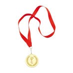 Gouden kampioens medaille aan rood lint - Medailles, Ophalen of Verzenden, Nieuw