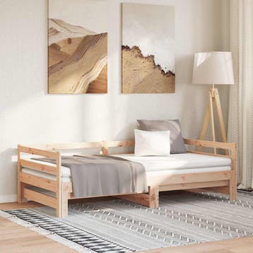 vidaXL Uitschuifbare slaapbank zonder matras 80x200 cm, Eenpersoons, Bruin, Verzenden, Nieuw