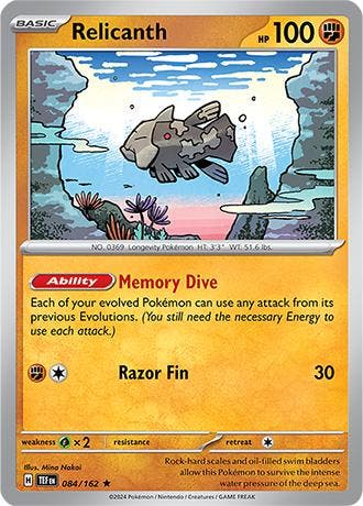 Relicanth 084/162 holo Temporal forces, Ophalen of Verzenden, Nieuw, Losse kaart, Foil