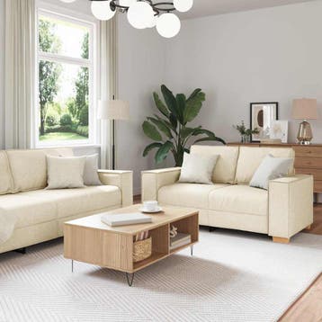 vidaXL Bankstel 3 st Beige Linnen-mix stof, Verzenden, Nieuw, Stof, 200 tot 250 cm