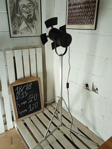 Staande lamp - Vintage Theater Studio Spotlight op Aluminium