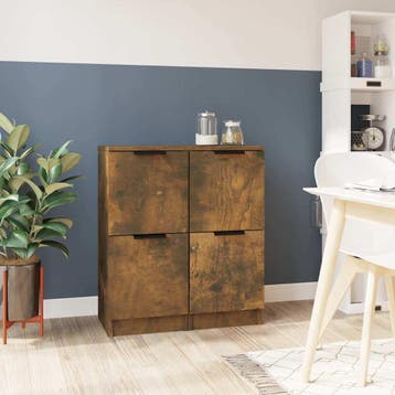 vidaXL Dressoirs 2 st 30x30x70 cm bewerkt hout gerookt, Verzenden, Nieuw, Overige houtsoorten, Minder dan 50 cm
