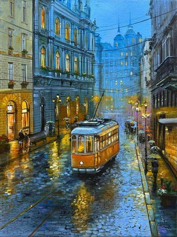 Alexander Nakonechny (1971) - Rainy street. Evening