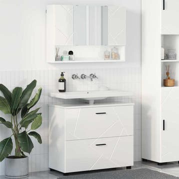 vidaXL Badkamermeubelset 2 st Hoogglans wit 76,5 x 35 x 64, Verzenden, Nieuw, Overige typen