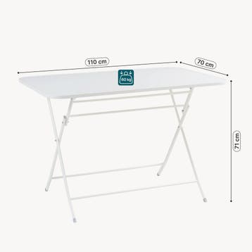 Klaptafel Sande tuintafel metaal vierkant 71x110x70 cm wit [, Tuin en Terras, Tuintafels, Verzenden, Nieuw