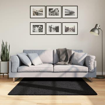 vidaXL Vloerkleed OVIEDO laagpolig 120x120 cm zwart, Verzenden, Nieuw, Zwart