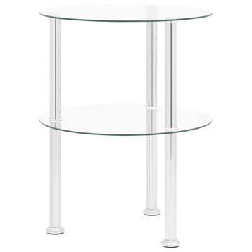 vidaXL Bijzettafel 2-laags 38 cm gehard glas transparant, Huis en Inrichting, Tafels | Bijzettafels, Verzenden, Nieuw, Glas, 45 tot 60 cm