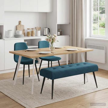 vidaXL Bank met knoopverstelling Blauw 110 x 40 x 46 cm, Verzenden, Nieuw, Stof