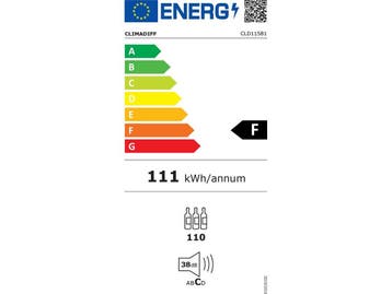 Climadiff CLD115B1 - Wijnkoelkast - 110 flessen - Zwart, Verzenden, Zo goed als nieuw