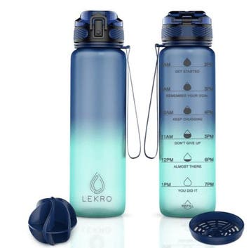 Lekro Motivatie Waterfles 1 Liter Motiverende Drinkfles met, Ophalen of Verzenden, Zo goed als nieuw