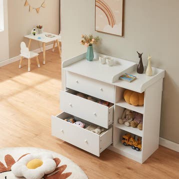 Luiercommode Beldinupp 3 lades en 3 open vakken 93x110x55 cm, Verzenden, Nieuw