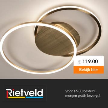 Rietveld-Plafondlampen-Goud, Messing (kleur)-Metaal,, Verzenden, Nieuw