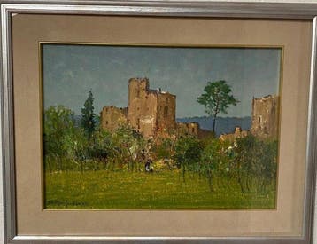 Sergio Manfredi (1932-?) - Il castello di Zocco ( Lago, Antiek en Kunst
