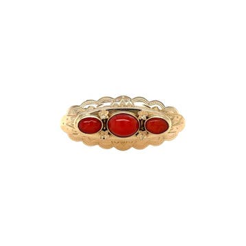 Gouden vintage broche met bloedkoraal 14 krt, Ophalen of Verzenden, Nieuw