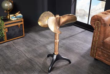 Handgemaakte bijzettafel OCEAN 75cm goud zwart glazen blad, Huis en Inrichting, Ophalen of Verzenden, Nieuw