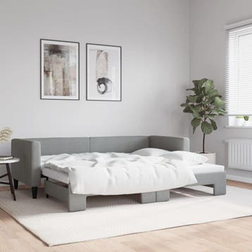 vidaXL Slaapbank met onderschuifbed 80x200 cm stof, Eenpersoons, Verzenden, Nieuw, 80 cm