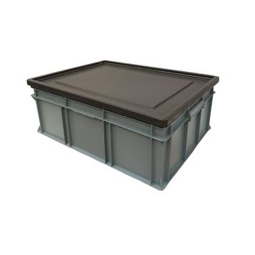 Stapelbak met oplegdeksel, 800x600x320 mm, euronorm, grijs, Zakelijke goederen, Ophalen of Verzenden