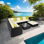 Wicker loungeset met aluminium frame Marbella - zwart, Verzenden, Nieuw