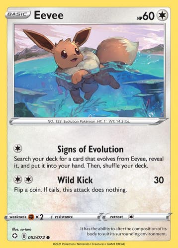 Eevee 052/072 shining fates, Ophalen of Verzenden, Nieuw, Losse kaart, Foil