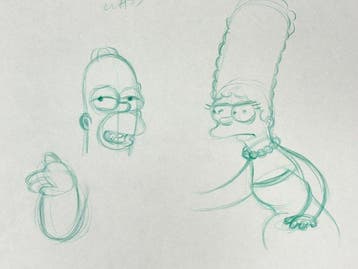 Gracie Films - Originele animatietekening van Homer en Marge, Nieuw in verpakking