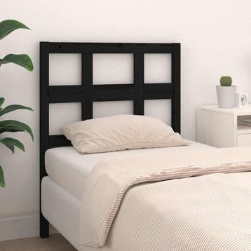 vidaXL Hoofdbord 95,5x4x100 cm massief grenenhout zwart, Verzenden, Nieuw, Zwart, Hout