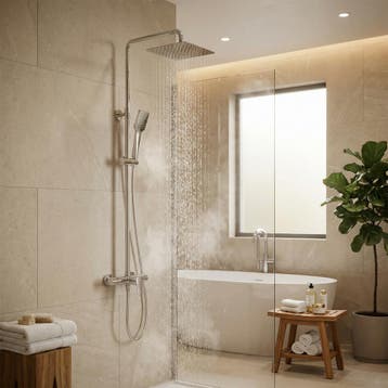 Doucheset Messing Chroom | Regendouche | Nieuw | Scherpe..., Ophalen of Verzenden, Nieuw, Chroom, Douche