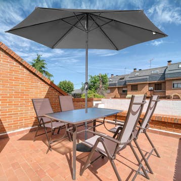 2dekans | Angel Living Parasol Ø300 cm - Rond - Grijs, Ophalen of Verzenden, Zo goed als nieuw