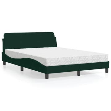 vidaXL Bed met matras Dover fluweel donkergroen 120x200 cm, Verzenden, Nieuw, Twijfelaar, 120 cm
