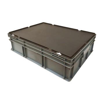Stapelbak met scharnierdeksel, 800x600x230 mm, euronorm,, Gebruikt, 60 cm of meer, Minder dan 35 cm, Bak of Kist