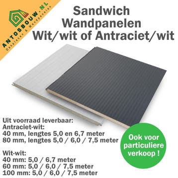 Sandwichpanelen nieuw gelegenheidspartij A en B keus, Doe-het-zelf en Verbouw, Platen en Panelen, Ophalen of Verzenden, Nieuw