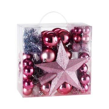 Kerstboomballen kunststof kleur Roze set van 77 stuks, Verzenden, Nieuw
