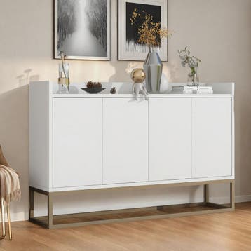 Modern Dressoir met 4 Deuren en Handgreep-loos Design - Wit,, Verzenden, Nieuw