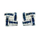 Oorstekers - 14 karaat Witgoud - 1.69ct. tw. Saffier -, Sieraden, Tassen en Uiterlijk