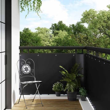 vidaXL Balkon Scherm met Oogjes 600 x 90 cm poly rattan, Tuin en Terras, Verzenden, Nieuw, Kunststof
