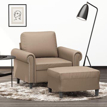 vidaXL Fauteuil met voetenbank 60 cm kunstleer, Eenpersoons, Verzenden, Nieuw, Leer