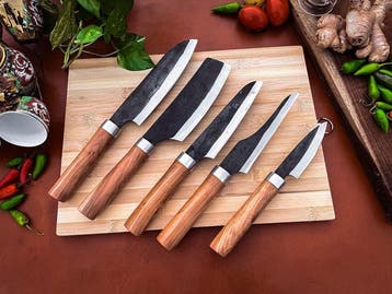 Keukenmes - Kitchen knife set - 736 - Staal, Hout,