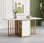 Opvouwbare Uitschuiftafel – Wit met Lade en Opbergruimte, Huis en Inrichting, Tafels | Eettafels, Verzenden, Nieuw